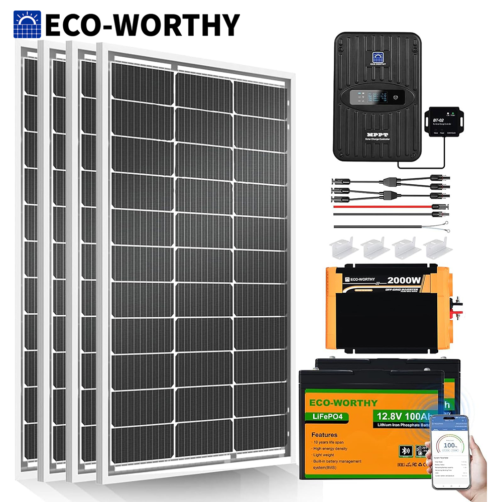 Rv Solar Kit 400W - ECO-Worthy 1.6KWH Complete Solar Panel Kit
