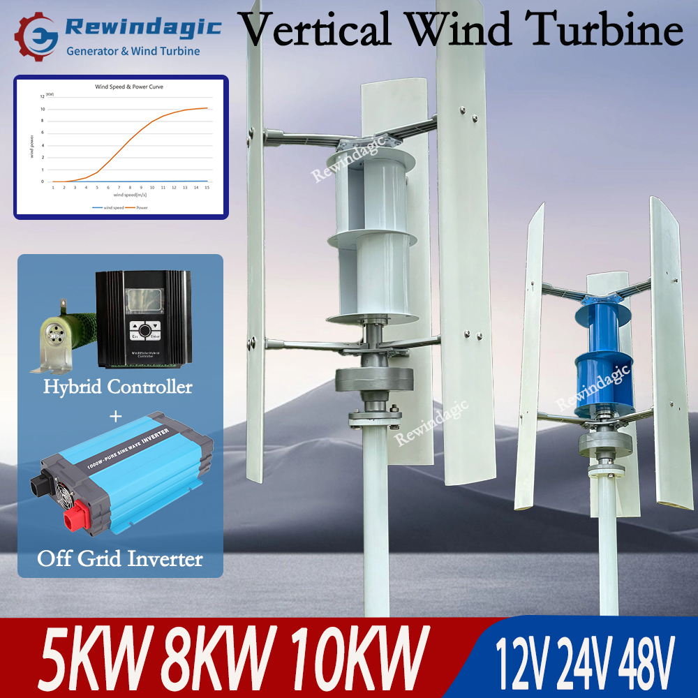 Wind Solar Hybrid Kit - Low Noise High Power 10KW Vertical