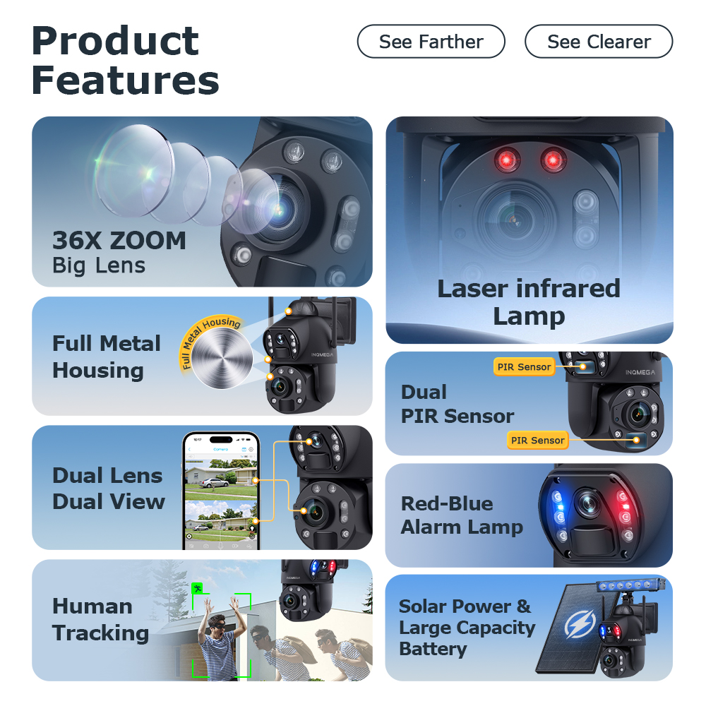 12MP 36X Dual Lens Solar Secur - Solar Panel Tilt Mount review and price