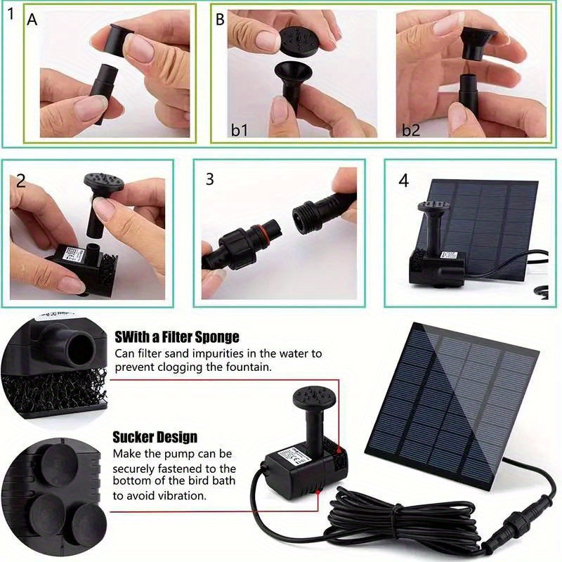 Solar Fountain with 6 Nozzles  - Solar Pool Pump Kit review and price